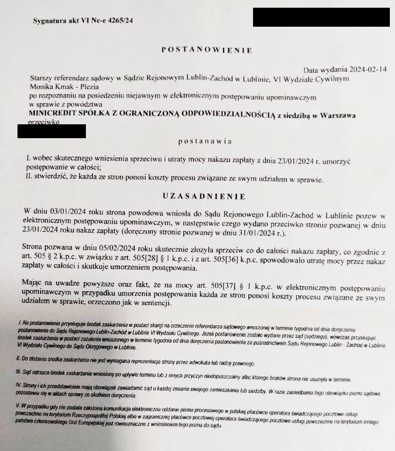 jak złożyć sprzeciw od nakazu zapłaty